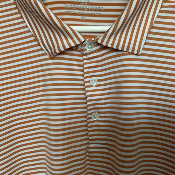 Vineyard Vines Men's XL Orange & White Striped Polo Shirt, style 6K1381 - Picture 3 of 11